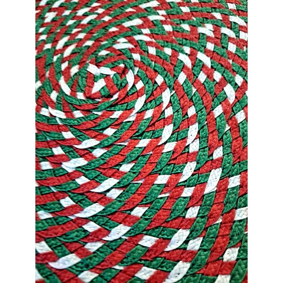 Round Placemats Christmas Colors Raffia Woven Set of 6 Festive Holiday 15" - Picture 3 of 4